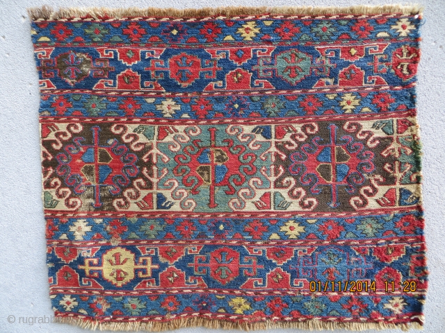 Shahsevan sumak mafrash panel-1880, all fantastic natural dyes,size 46x57cm                        