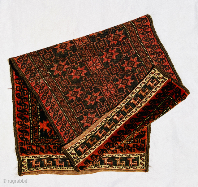 amazing Baluch balisht circa 1880 Beautiful animals embroidered on both ends With sumac technique and With four main colors Dark brown red-red Fawn in the narrow border and in the center of  ...