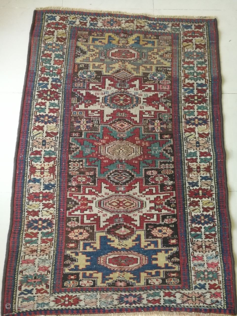 Caucasian kazak lesghi star circa 1900, size 150×102 cm.                        