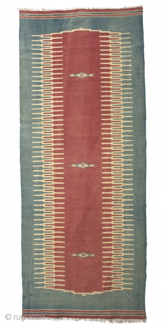 Kilim, extremely rare piece, Aleppo, Syria, 170x68 cm/67x27 inch, one side is bleached; see more: http://www.heinz-hegenbart.de/1/navigation-left/gallery/rare-rugs-and-bags/persia/
                 