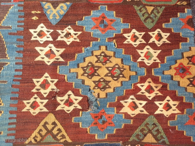 Turkish/ Konya Frangment kilim, Early 19th century . Size 2'9x9 ( 83x275 cm)                    