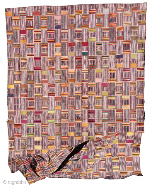 1930s Ewe Kente Cloth 8'2" x 5'2" , a stunning strip woven wrapper.
98" x 64"                  