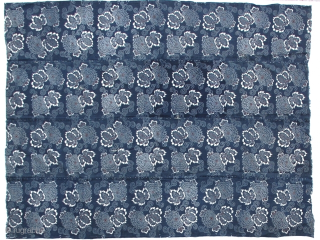 Japanese Katazome Indigo Futon Cover 
A fine early indigo hand-stitched 4 panel woven cotton futon cover from Japan, Meiji period, early 1900s.
66" x 51"         