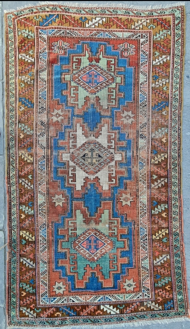 Size ; 125 x 215 cm,
Old Armenian kazakh.

Great motifs and colors...
some old minor repairs available.
please feel free to ask price,
For a direct answer
Send to my email address; arisoylarmobilya@gmail.com
     