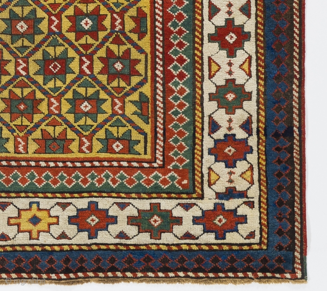 Antique Caucasian Gendje Rug, 4.5 x 6.7 ft (135x200 cm), ca 1880                     