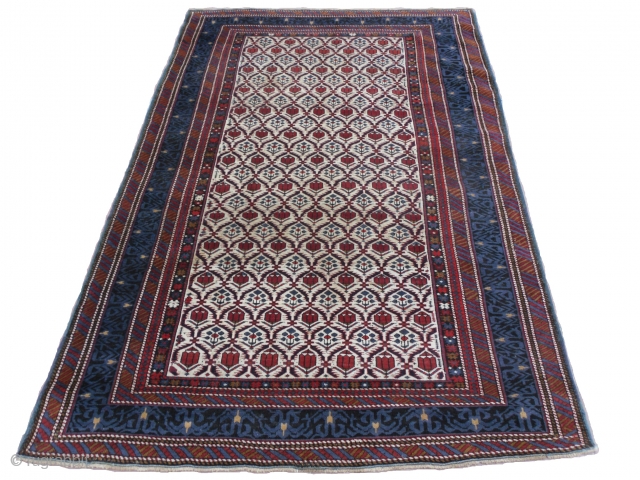 Antique Caucasian Shirvan Rug, 63x53 inches, excellent condition, late 19th century.                      