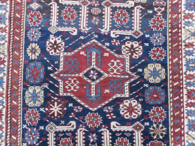 Antique Caucasian Karagashli Kuba Rug, 68x54 inches, good condition, as found, late 19th century.                   