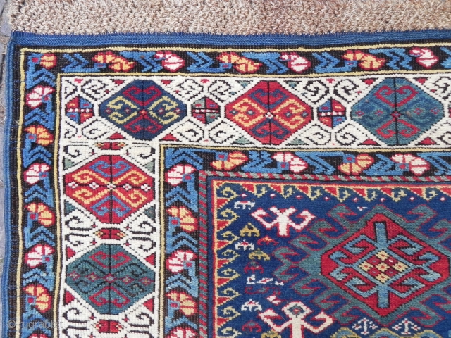 Antique NE Caucasian Kuba Runner, 3.6x9.5 ft (110x290 cm), Excellent original condition, full pile, late 19th century.                