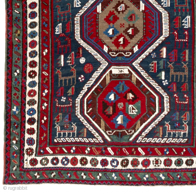 Antique Caucasian Moghan Shahsavan Rug, 4'10" x 10'8" - 147x326 cm, Very good condition, full pile.                 