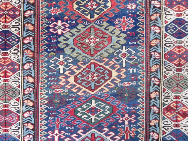 Antique Caucasian Kuba Runner, 9.5x3.6 ft, Excellent original condition with full pile, second half 19th century.                 