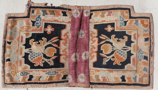 An antique Saddle Rug from the Kingdom of Bhutan, aprox 3.6 x 2 ft.                   
