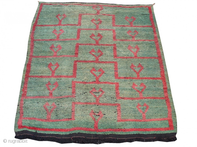 A Vintage Tulu Rug from Central Anatolia, 88x36 inches (223x91 cm). Unusual colours, unusually large size and form of prayer design. Good condition.          