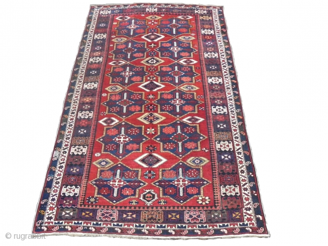 Large Antique Caucasian Shirvan Kuba Rug, 8.5 x 4.5 ft (260x137cm), full pile, late 19th Century.                 