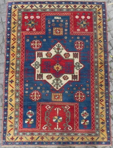 Caucasian Fachralo Kazak Rug, dated 1321 (1903 ad), 152 x 111 cm, Excellent Condition and good pile. pls ask for images of the new acquisitions. www.RugSpecialist.com       