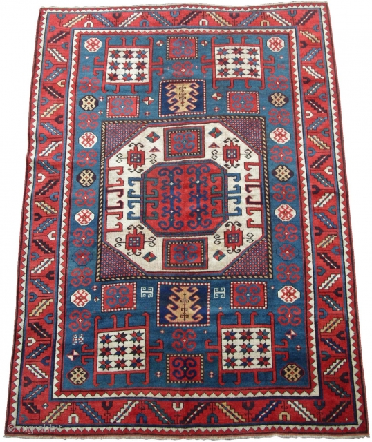 Caucasian Karachov Kazak Rug, 4x6 ft, very good condition and great colours, good pile, late 19th century. www.rugspecialist.com               