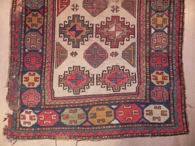 Caucasian Shahsavan long rug, 3.7 x 9.4 ft, as found, mid 19th Century                    