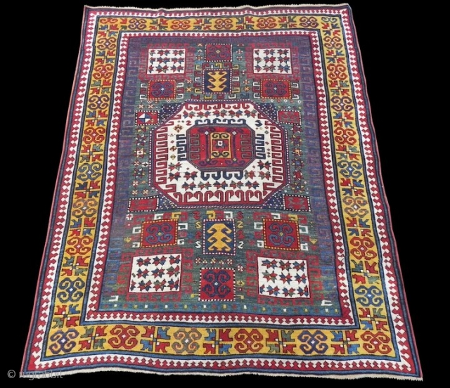 Antique Caucasian Karachov Kazak Rug, 7.3 x 5.7 ft, good condition, 19th Century. www.rugspecialist.com                   