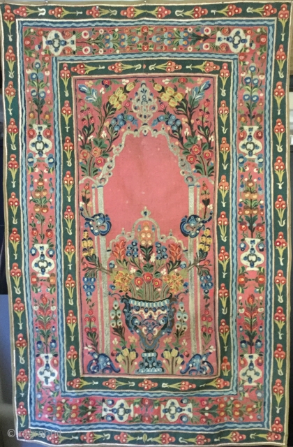 Beautiful 19th cent. embroidered wool appliqué Banya Luka wall hanging .
Over all in good condition ,some old mendings.Cm 115x180              