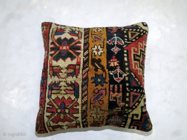 Pillow made from a 19th century caucaisan rug withred cotton back. Zipper closure and foam insert provided.

20'' x 20''

https://jdorientalrugs.com/caucasian-rug-pillow/id/p3860              