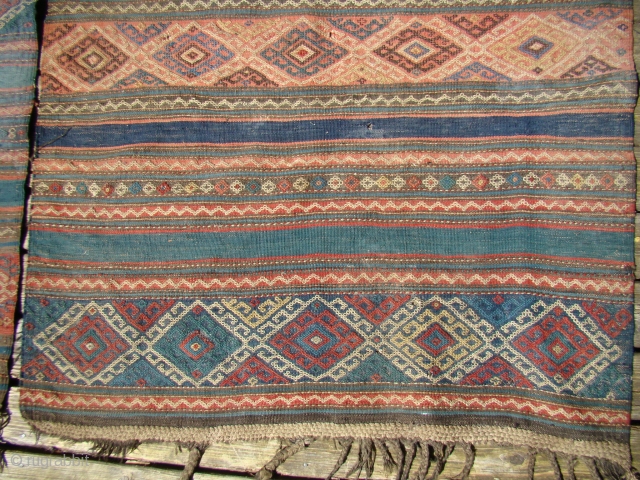 Anatolian Turkish Kilim. 6X7 feet 183X213 Cm. These are separated panels of the same Kilim, 3X7 feet each one a bit shorter. Very dirty with some small holes.     