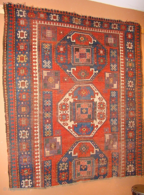 Lori Pambak Kazak rug fragment. 67"X78" 170X198 cm missing 13" or 33 cm at one end.                 