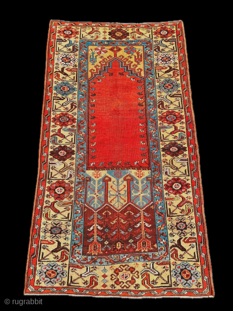 Central-Anatolia Ladik Prayer Rug 
ca. 19Th Century
190 x 105 cm 

For more info please visit 


website

 www.anatoliantappeti.com

mail 
info@anatoliantappeti.com
               