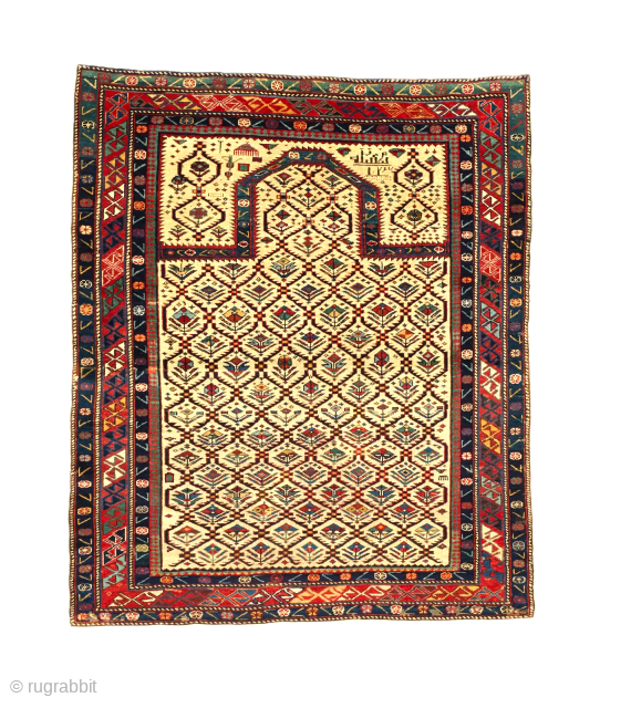 CAUCASIAN DAGHESTAN PRAYER RUG CM 1,20 X  0,90 DATE 1875 FINE  QUALITY  
PLEASE FOR MORE  INFO.  INFO@ANATOLIANTAPPETI.COM           