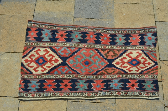 A beautiful Shahsavan flatwoven Mafrash side panel.  Measures 19 1/2" x 36."  Good condition.                 