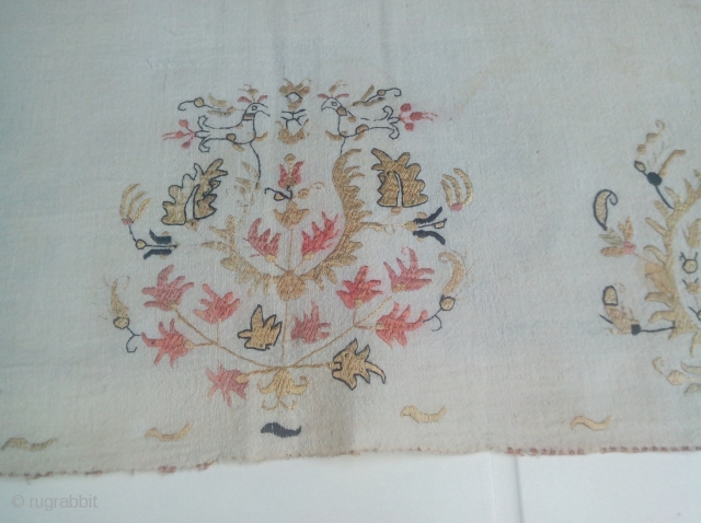 Beautiful Skyros Greek Island silk embroidery bed sheet. Colour is Faded in some in small places on the sides. Overall in  good condition.         