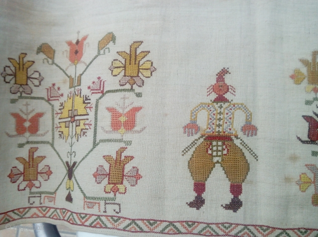 Greek embroidery from Skyros Island early 18thc. Silk on linen.                       