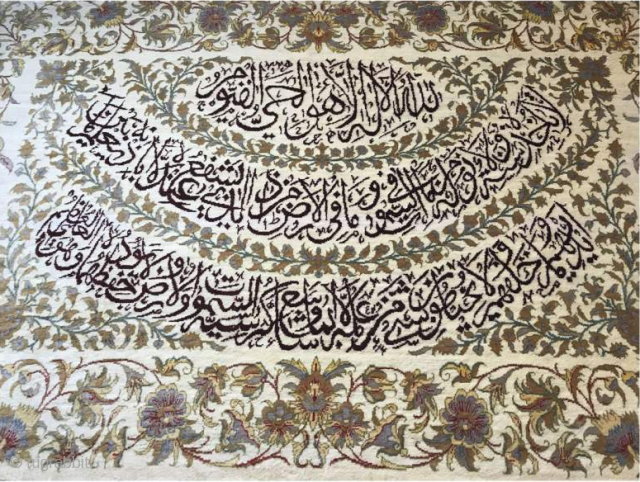 On offer is a unique handknotted silk on silk rug from Qom Iran belongs to the end of the 20th century.
size: 58cm* 62cm
knot density: 60Raj        