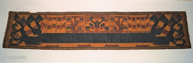 A very rare Palepai ceremonial ship cloth with large ship, tree of life, and ancestor believe as guardians at journey of life, pasisir people Lampung region southern Sumatra Indonesia, 18 - 19th  ...