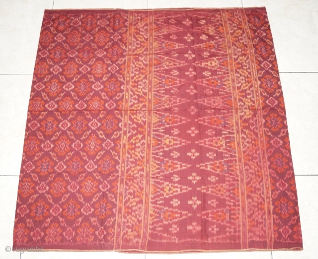 #RB 044 Rare Palembang ikat lemar sarong ceremonial cloth, malay people Palembang Sumatra Indonesia, late 19th century, cotton silk ikat supplementary weft weave natural dyes, good condition with holes please see picture  ...