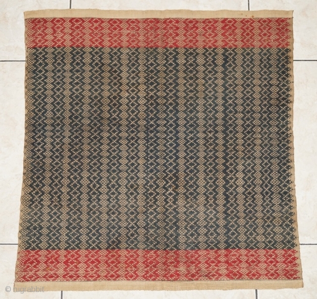 #rb052 a large Tampan ceremonial cloth from Putihdo Lampung region south Sumatra Indonesia, Paminggir people handspun cotton natural dyes supplementary weft weave, good condition size: 59 cm x 62 cm   