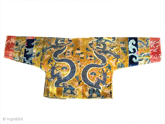 An rare antique Tibetan silk velvet Lama Jacket. It dates possibly to early 19th Century. It's somewhat patched work construction is deliberate as Lama's often wore garments made of patches of textiles  ...