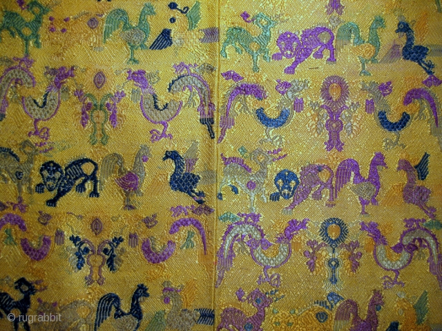 A rare antique Chinese silk woven textile hanging with the chinese zodiac animal motif. The piece dates to the late 19th century and is an exceptional beauty. The design consists of animals  ...