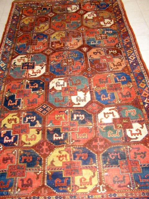 Hello again, and welcome back to my page. Offered here is an early and incredibly beautiful Karakalpak carpet, from the now autonomous region of Karakalpakstan in Central Asia. From its bold, archaic  ...