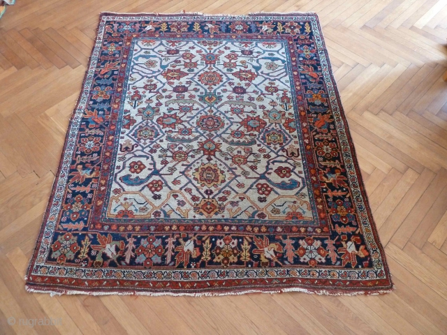 A charming white-field Bijar, with a few bites at one end otherwise in great condition. 170 x 138 cm              