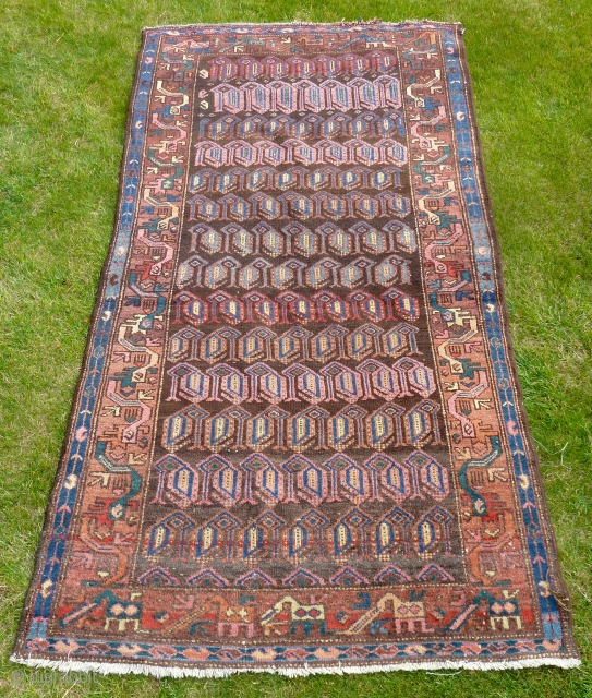 A quirky Northwest Persian Kurdish rug, early 20th Century. 198x107cm, in good pile throughout.                   