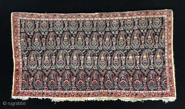 Persian Senna bag face.  Fine, single wefted, cotton foundation.  19th century.  42.5 x 22.5 inches               