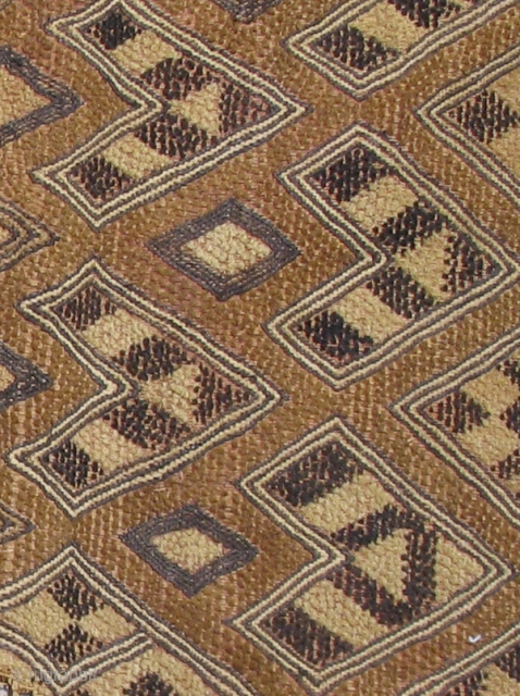 Man's Status Cloth, probably Bushong or Mbeengi people, D.R. Congo, early 20th century.  This unusual "Kuba cloth" panel has a rough and primitive quality that sets it apart from others.   ...
