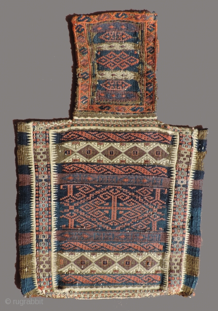 Very good, fine 19th century Baluch salt bag.  With delicate, subtle detail work throughout. All colors excellent. It has a palette that is different from most. There is no fading in  ...