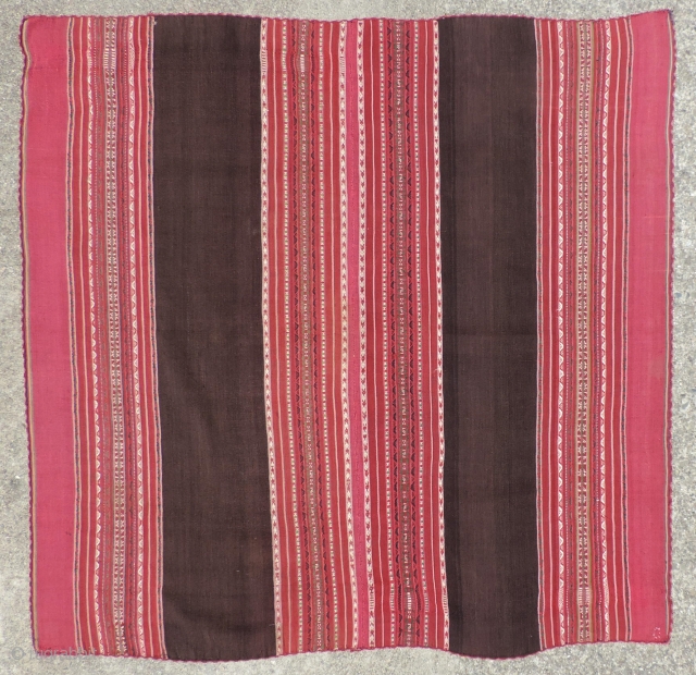 19th century Aymara Woman's mantle (awayo).  Textiles such as this, made by the indigenous Aymara populations of the high Altiplano of Bolivia are among the finest and most sophisticated textiles ever  ...