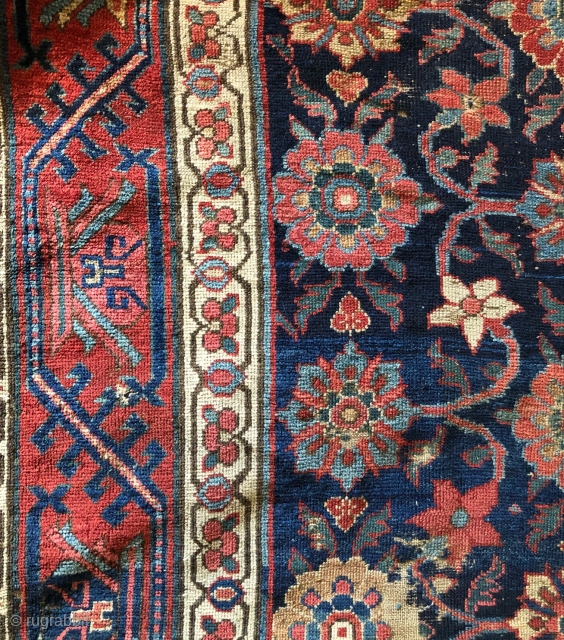 Good and old.  Mina Khani corridor carpet fragment with Yomud-like boat border.  67 x 135 inches. Reasonable.              