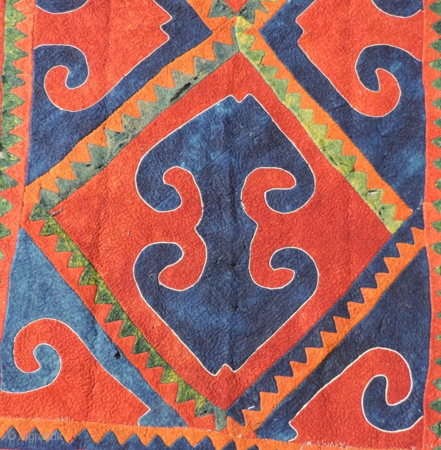 Khirgiz pieced felt. 19th century.  All dyes are natural.  It has beautiful felting that retains a nice patina and texture to the wool.  This piece has been in storage  ...