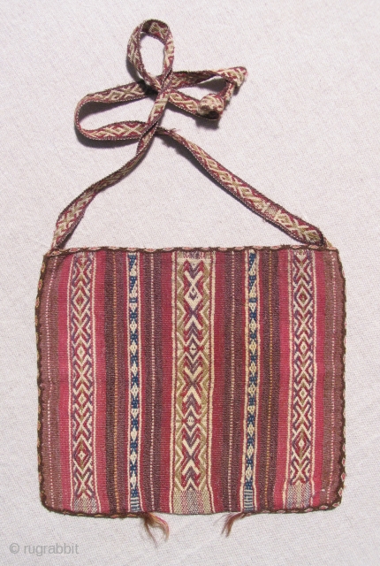 19th Century Aymara Coca Bag.  Very nicely woven and in excellent condition  Rare style.  Jewel-like.               