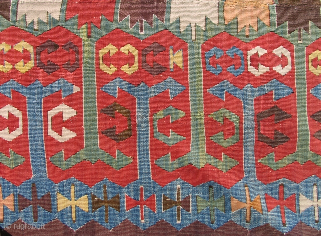 Aydinli kilim, Yuncu-like design, beautiful, complete. Size:5'2" x 12'8".                        