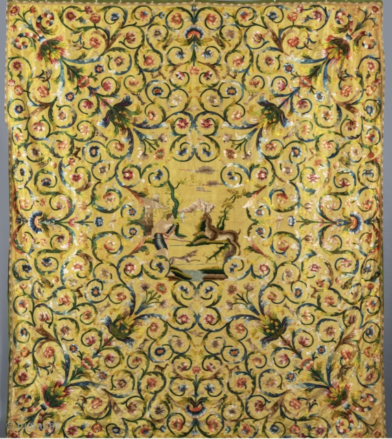 18th century Italian embroidery, silk on silk. 240 x 285cm
See it at LARTA Fair, 21-26 January, upstairs at Battersea Evolution
email jamescohen50@hotmail.com for free ticket (after opening day)      