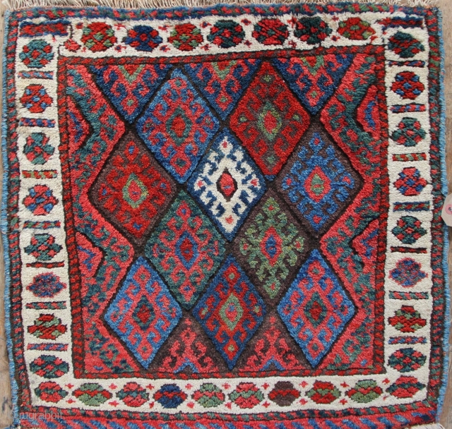 Antique Jaf Kurd bagface in full, full pile with lovely all natural dyes. 2'0" x 2'0"                 