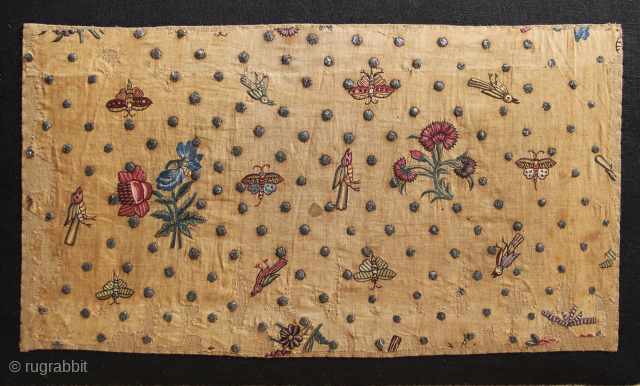 17th-18th century Gujarati embroidery. See V & A The Collections for similar. Mounted, size approximately 25 x 50cm / 10" x 20"           